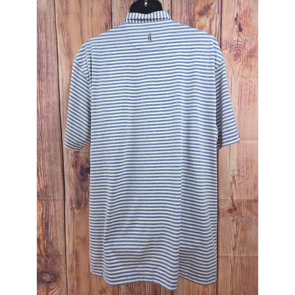 Johnnie-O Mens Blue & White Striped Polo Shirt XL - Picture 2 of 7